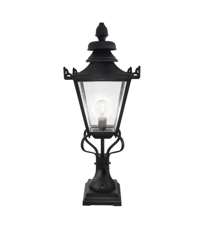 Grampian 1 Light Outdoor Pedestal Lantern Black E27-4