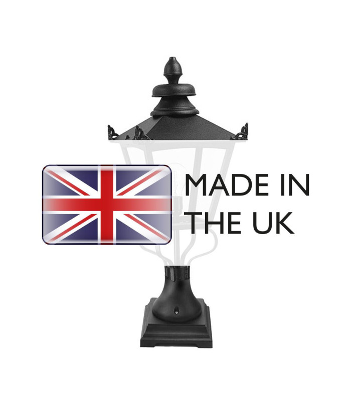 Grampian 1 Light Outdoor Pedestal Lantern Black E27-5
