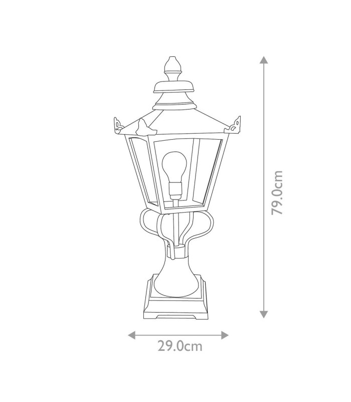 Grampian 1 Light Outdoor Pedestal Lantern Black E27-6
