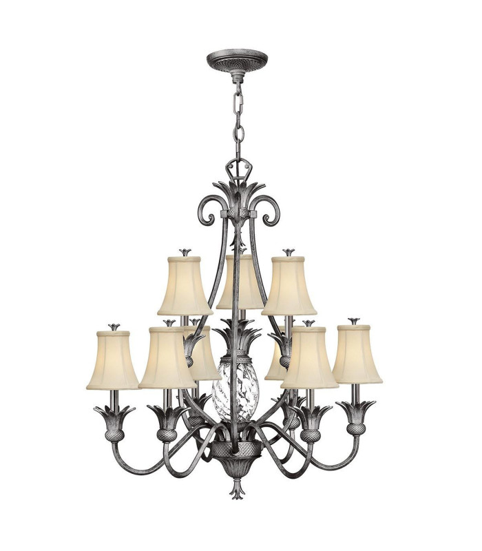 Plantation 10 Light Multi Arm Chandelier Polished Antique Nickel Finish E14-1