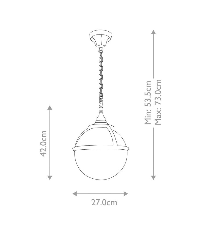Glenbeigh 1 Light Outdoor Globe Ceiling Chain Lantern Black IP44 E27-4