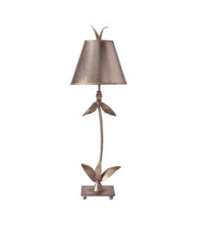 Red Bell 1 Light Table Lamp Silver Floral Leaves Design E27-1