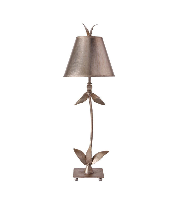 Red Bell 1 Light Table Lamp Silver Floral Leaves Design E27-1