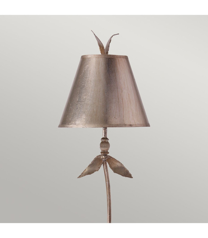 Red Bell 1 Light Table Lamp Silver Floral Leaves Design E27-2
