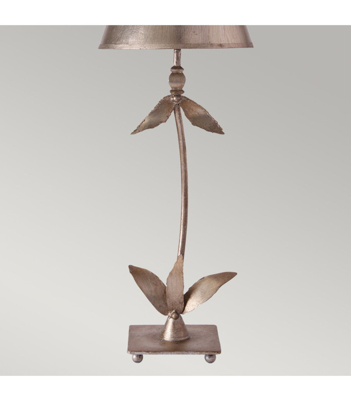 Red Bell 1 Light Table Lamp Silver Floral Leaves Design E27-3