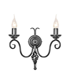 Harlech 2 Light Indoor Candle Wall Light Black with Shade-1