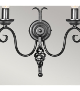 Harlech 2 Light Indoor Candle Wall Light Black with Shade-2