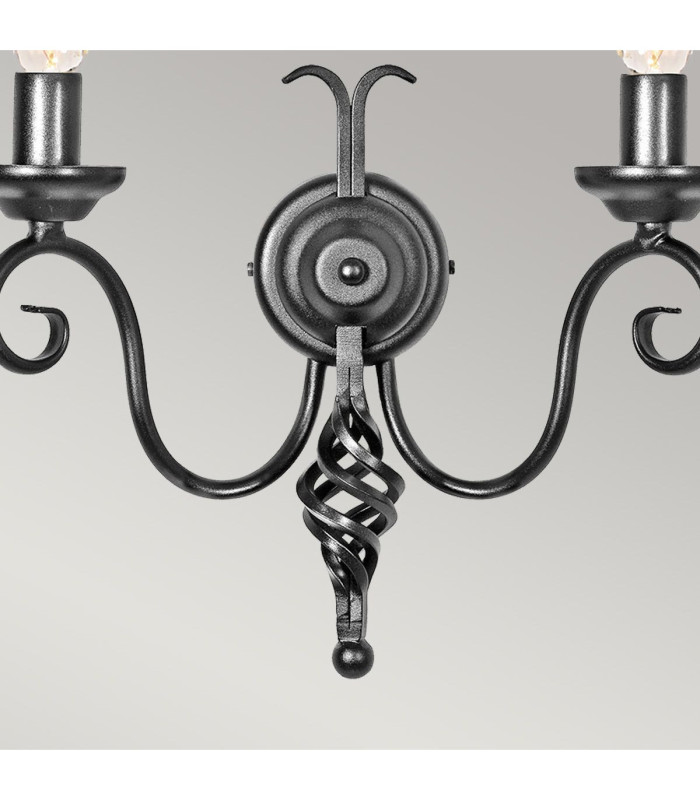 Harlech 2 Light Indoor Candle Wall Light Black with Shade-2