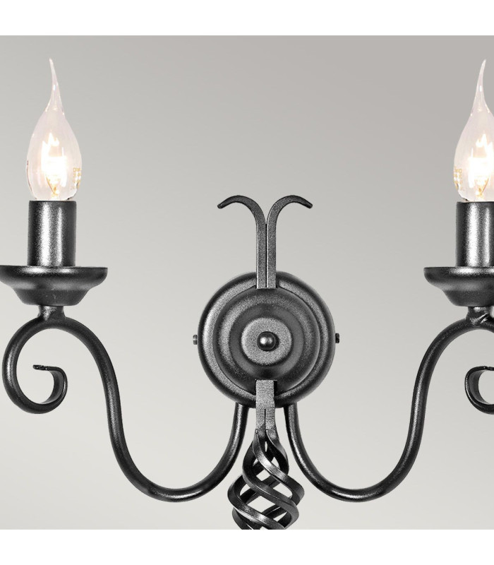 Harlech 2 Light Indoor Candle Wall Light Black with Shade-3