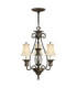 Plantation Multi Arm Chandelier 3 Light Pearl Bronze Finish E14-1
