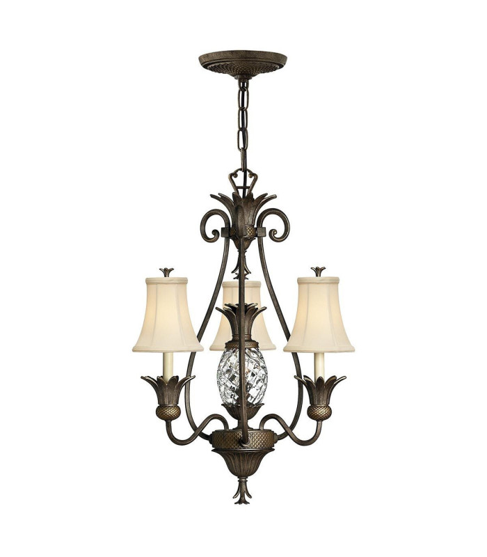 Plantation Multi Arm Chandelier 3 Light Pearl Bronze Finish E14-1