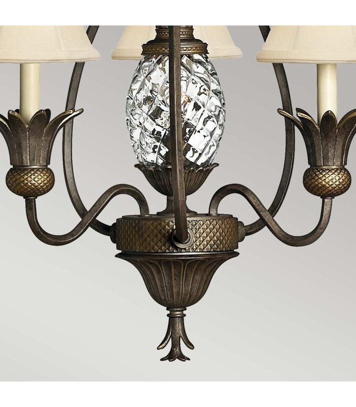Plantation Multi Arm Chandelier 3 Light Pearl Bronze Finish E14-3