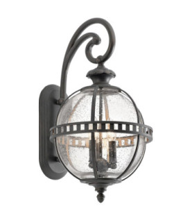 Halleron 3 Light Outdoor Globe Wall Lantern Light Grey IP44 E14-1