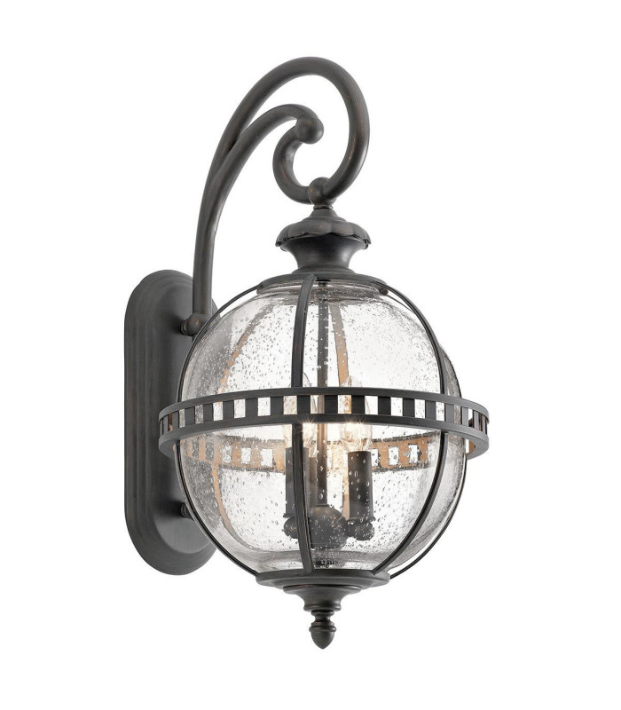 Halleron 3 Light Outdoor Globe Wall Lantern Light Grey IP44 E14-1