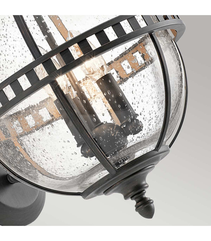 Halleron 3 Light Outdoor Globe Wall Lantern Light Grey IP44 E14-4