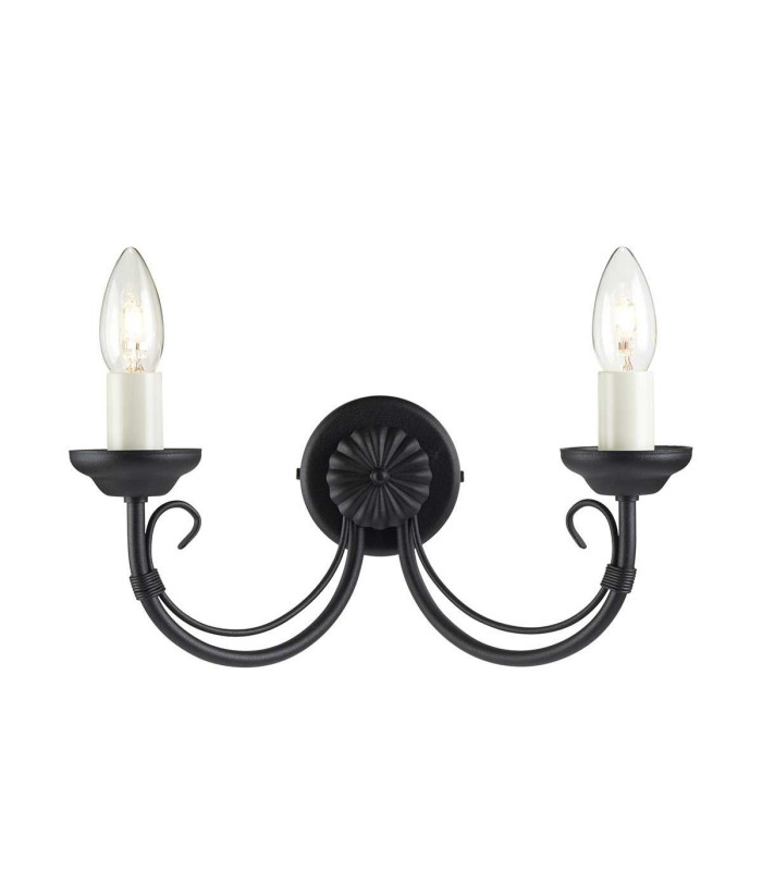 Chartwell 2 Light Indoor Candle Wall Light Black E14-1