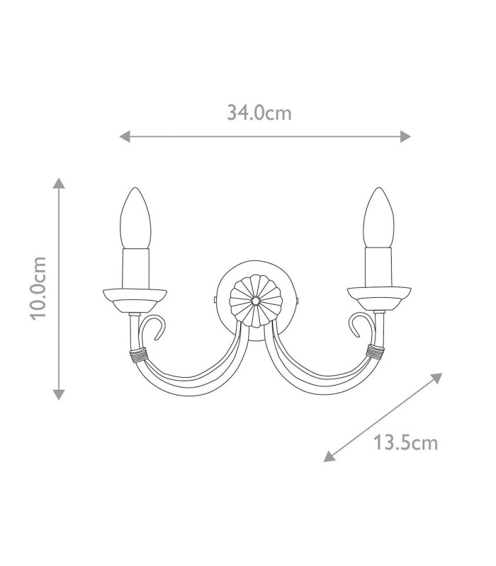 Chartwell 2 Light Indoor Candle Wall Light Black E14-6