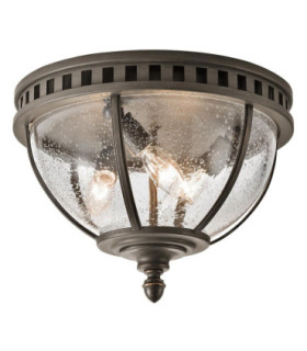 Halleron 3 Light Flush Outdoor Ceiling Light Grey IP44 E14-1