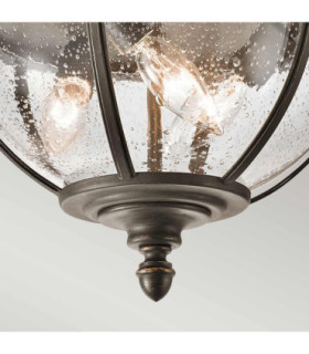 Halleron 3 Light Flush Outdoor Ceiling Light Grey IP44 E14-2