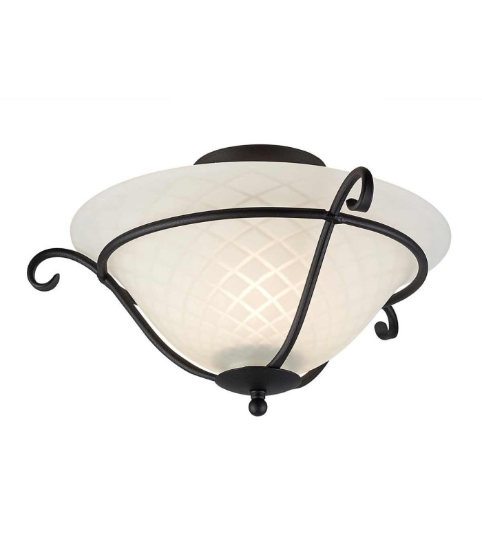 Torchiere 1 Light Flush Ceiling Light Black E27-1