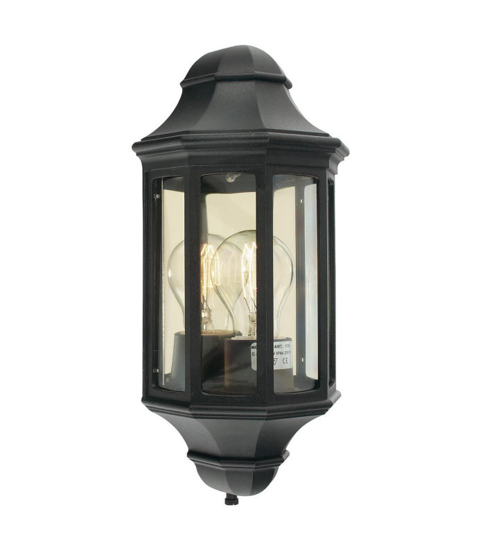 Malaga Mini 1 Light Outdoor Wall Half Lantern Light Black IP44 E27-1