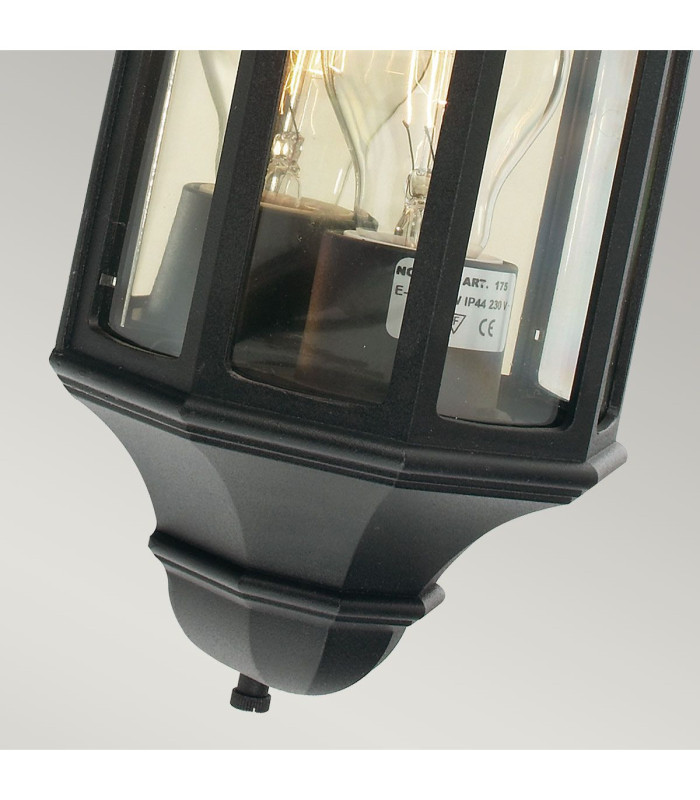 Malaga Mini 1 Light Outdoor Wall Half Lantern Light Black IP44 E27-4