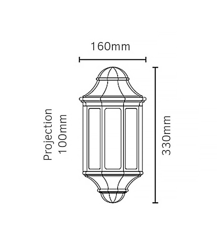 Malaga Mini 1 Light Outdoor Wall Half Lantern Light Black IP44 E27-5