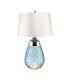 Lena 2 Light Small Blue Table Lamp with Off-white Shade Blue-tinted Glass  Off-White Shade E27-1