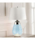 Lena 2 Light Small Blue Table Lamp with Off-white Shade Blue-tinted Glass  Off-White Shade E27-2