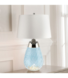 Lena 2 Light Small Blue Table Lamp with Off-white Shade Blue-tinted Glass  Off-White Shade E27-2