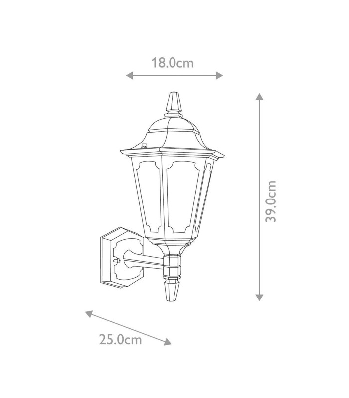 Parish 1 Light Outdoor Wall Lantern Light Black IP44 E27-6