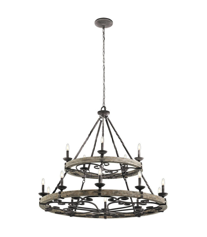 Taulbee 15 Light Chandelier Weathered Zinc-1