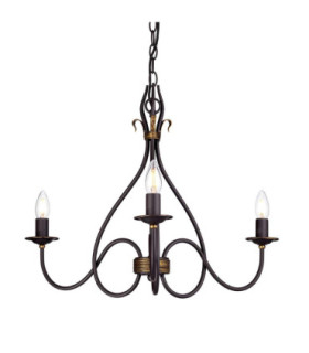 Windermere Multi Arm Chandelier 3 Light Rust Gold Finish - Shades Not Included E14-1