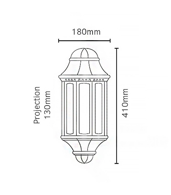 Malaga 1 Light Outdoor Wall Lantern Black IP44 E27-3