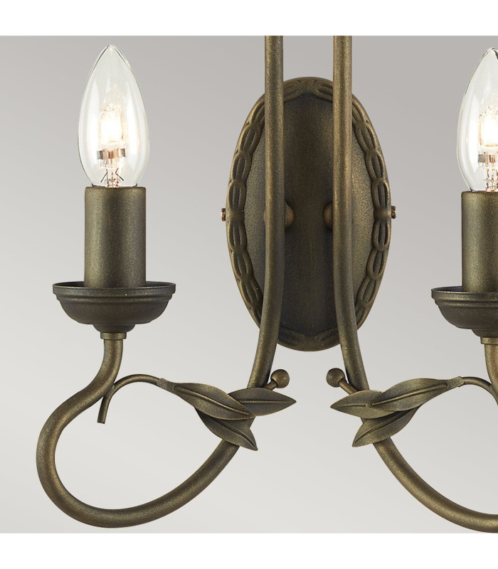 Olivia 2 Light Indoor Candle Wall Light Black Gold E14-3