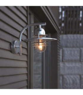 Oslo 1 Light Outdoor Dome Wall Lantern Light Galvanised IP55 E27-2