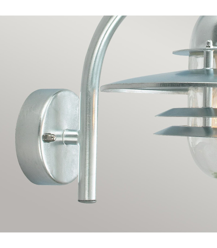 Oslo 1 Light Outdoor Dome Wall Lantern Light Galvanised IP55 E27-5