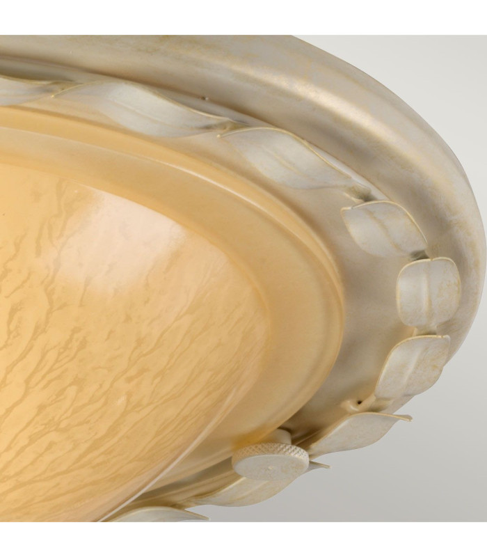 Olivia 1 Light Flush Ceiling Light Gold Ivory E27-5