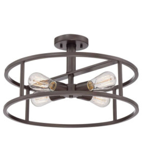 New Harbor 4 Light Semi Flush Ceiling Light Western Bronze E27-1