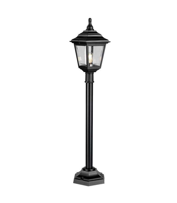 Kerry 1 Light Outdoor Coastal Post Lantern Black IP44 E27-1