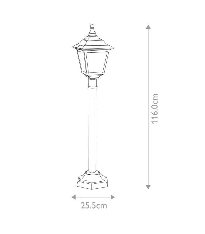Kerry 1 Light Outdoor Coastal Post Lantern Black IP44 E27-6