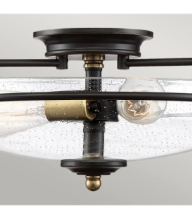 Quoizel Griffin Bowl Semi Flush Ceiling Light Palladian Bronze with Weathered Brass Accents-2