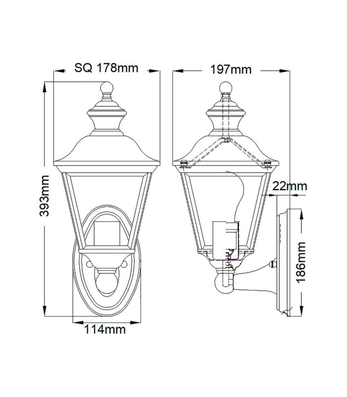Bay Shore 1 Light Medium Outdoor Wall Lantern Polished Brass IP44 E27-4