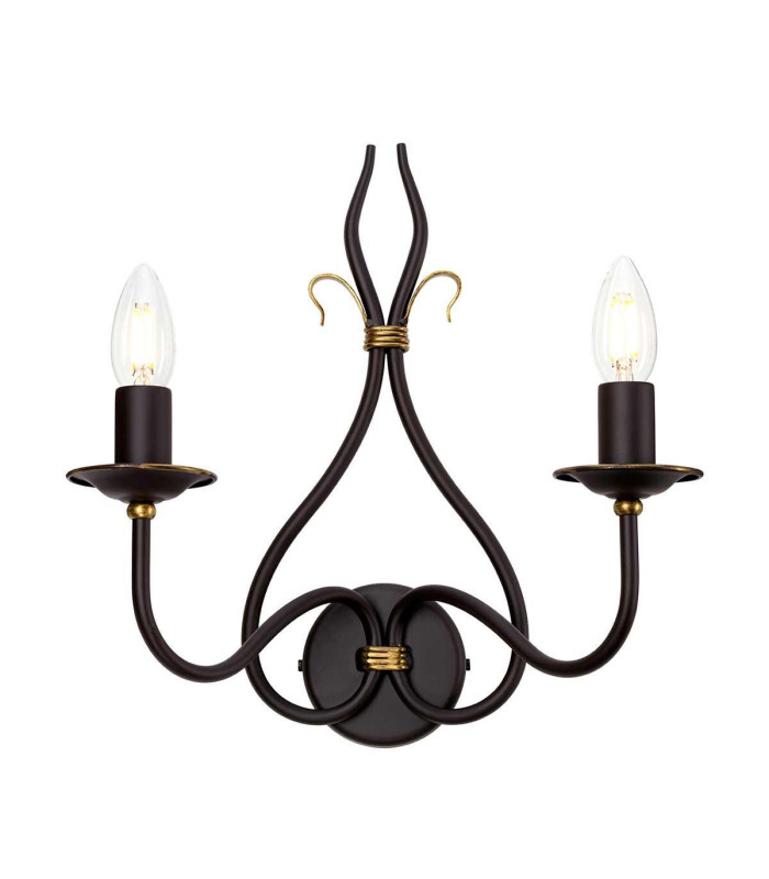 Windermere 2 Light Indoor Candle Wall Light Gold Rust E14-1