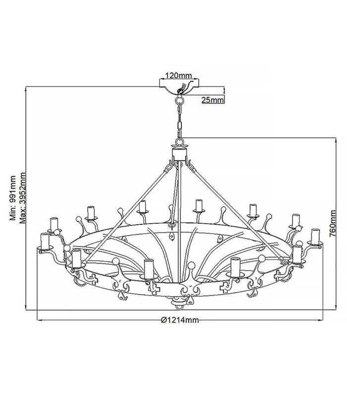 Windsor Graphite 12 Light Pendant Chandelier-7