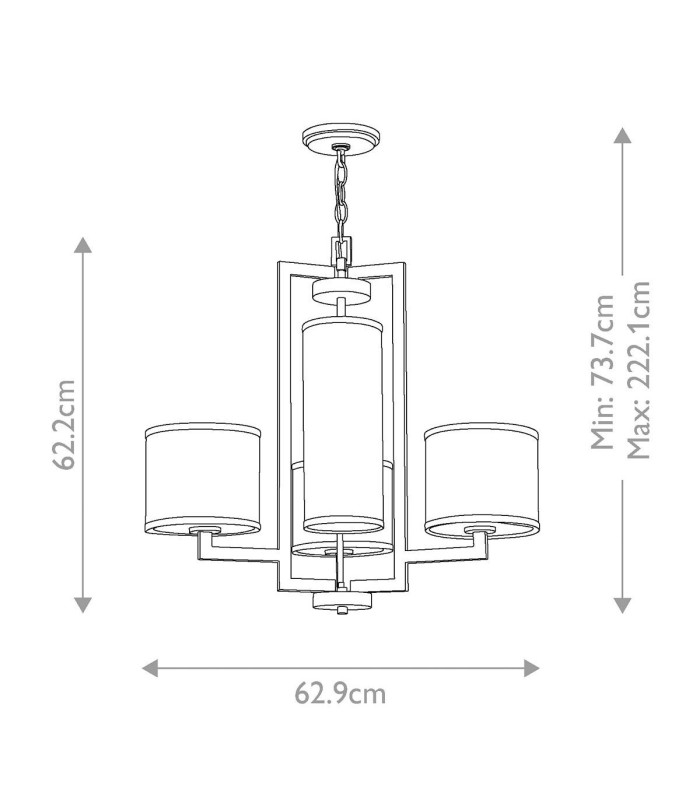 Hampton 4 Light Multi Arm Ceiling Pendant Chandelier Antique Nickel E27-5