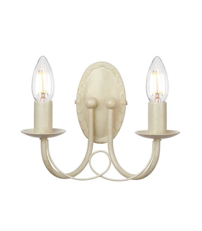 Minster 2 Light Indoor Candle Wall Light Gold Ivory E14-1