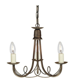 Minster Multi Arm Chandelier 3 Light Black Gold Finish E14-1