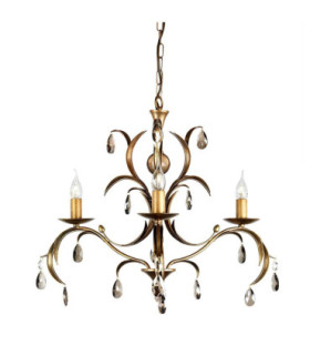 Lily Chandelier 3 Light Metallic Bronze Floral Leaves Design-1