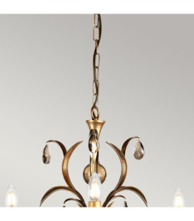 Lily Chandelier 3 Light Metallic Bronze Floral Leaves Design-2